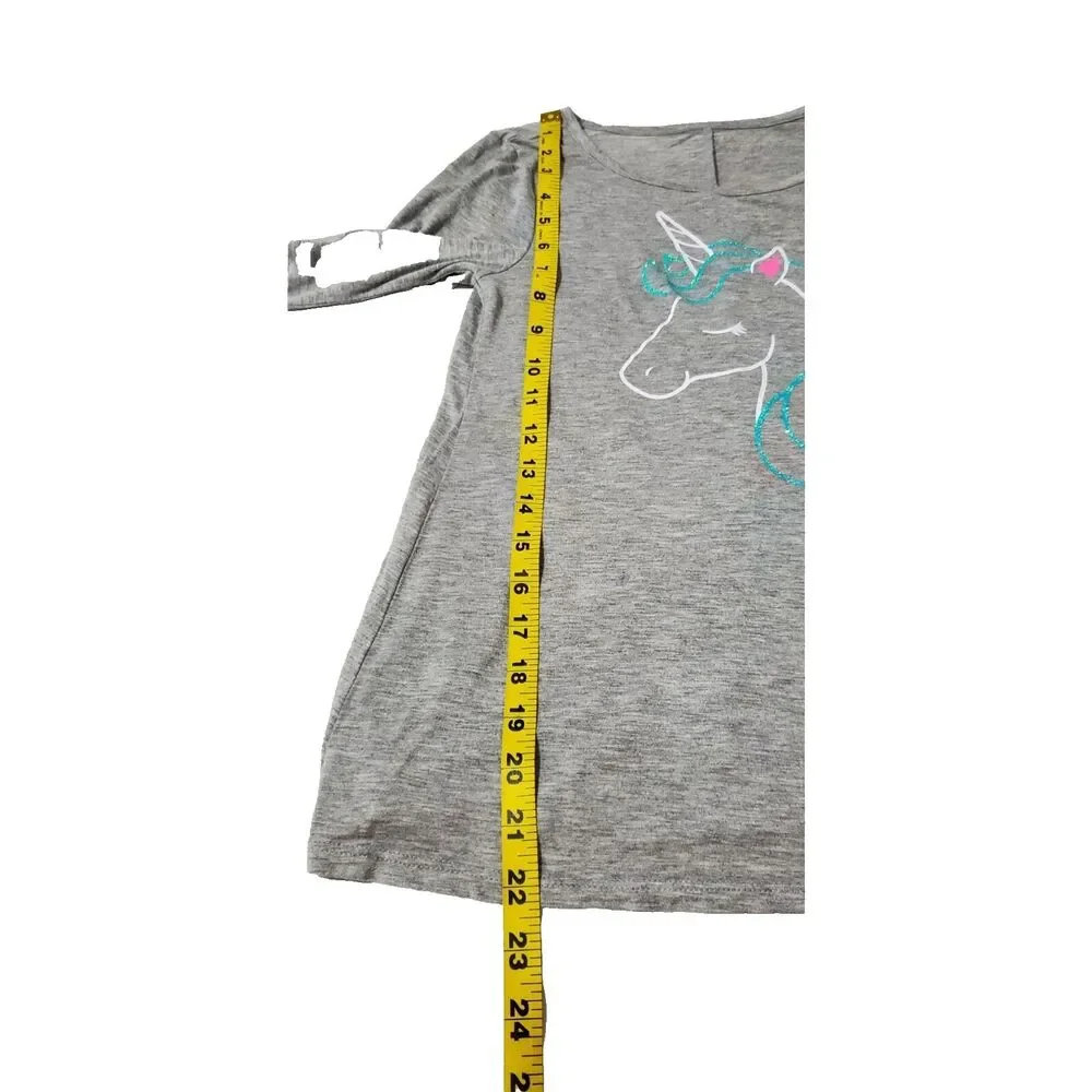 Justice Gray kids Cotton unicorn Long Sleeve Blouse Size 10 #11